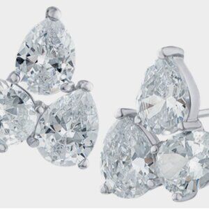 CZ by Kenneth Jay Lane Triple Pear CZ Cluster Earrings